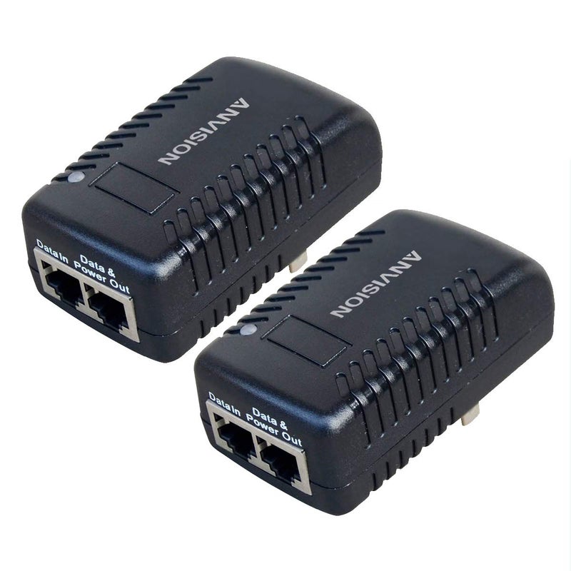 ANVISION 2-Pack 48V 0.5A PoE Power Adapter Supply Injector Ethernet, IEEE 802.3af Compliant, 10/100Mbps, for IP Voip Phones Cameras AP and More - Image 1